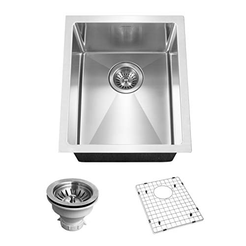 Houzer CNB-1200 Savoir Undermount Stainless Steel 12" x 14" Bar Prep Sink, Strainer & Grid Included