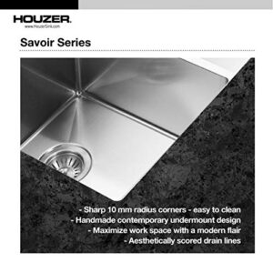 Houzer CNB-1200 Savoir Undermount Stainless Steel 12" x 14" Bar Prep Sink, Strainer & Grid Included