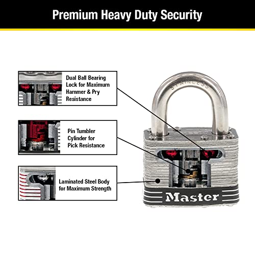 Master Lock 5SST Stainless Steel Outdoor Padlock with Key, 2 Pack Keyed-Alike