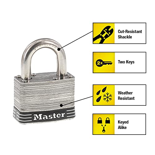 Master Lock 5SST Stainless Steel Outdoor Padlock with Key, 2 Pack Keyed-Alike