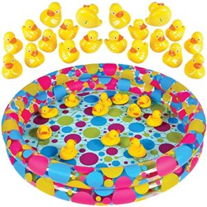 gamie duck pond matching game for kids includes 20 plastic ducks with numbers and 3’ x 6” inflatable pool - fun memory game - water outdoor game for children, preschoolers, birthday party