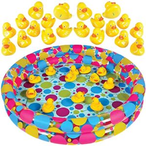 Gamie Duck Pond Matching Game for Kids Includes 20 Plastic Ducks with Numbers and 3’ x 6” Inflatable Pool - Fun Memory Game - Water Outdoor Game for Children, Preschoolers, Birthday Party