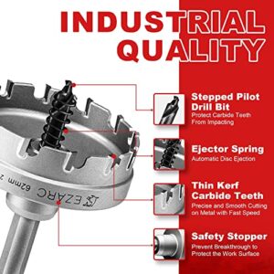 EZARC Carbide Hole Saw Heavy Duty, Hole Cutter for Stainless Steel, Sheet Metal 3/4'' 19mm