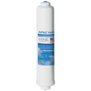 apec water systems apec 5-tcr-qc us made 10" inline carbon filter with ¼” quick connect for reverse osmosis water filter system (for standard system), white