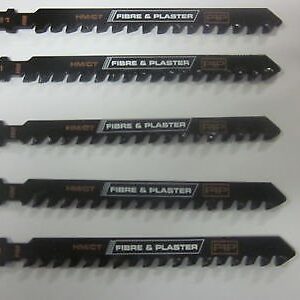 HM/CT 5pc T-SHANK SPECIAL FIBRE & PLASTER 6-tpi 4" CARBIDE JIGSAW BLADES T141HM