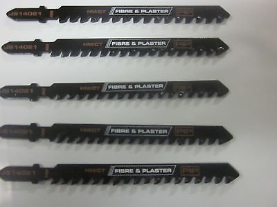 HM/CT 5pc T-SHANK SPECIAL FIBRE & PLASTER 6-tpi 4" CARBIDE JIGSAW BLADES T141HM