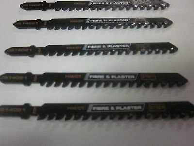 HM/CT 5pc T-SHANK SPECIAL FIBRE & PLASTER 6-tpi 4" CARBIDE JIGSAW BLADES T141HM