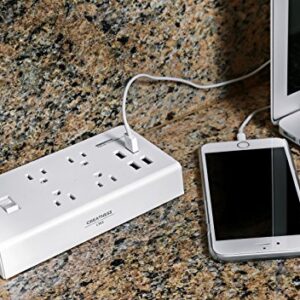 GR-8 Power Compact & Slim Travel Charging Station - International Power Adapter - Surge Protector - Power Strip with 4 Intelligent USB - Free Bonus Included