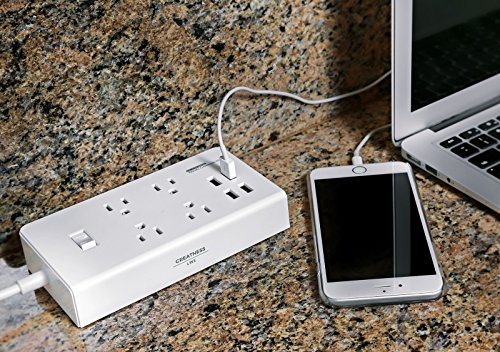 GR-8 Power Compact & Slim Travel Charging Station - International Power Adapter - Surge Protector - Power Strip with 4 Intelligent USB - Free Bonus Included