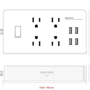 GR-8 Power Compact & Slim Travel Charging Station - International Power Adapter - Surge Protector - Power Strip with 4 Intelligent USB - Free Bonus Included