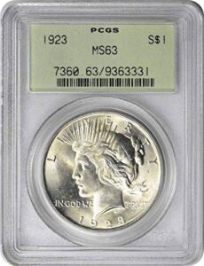 1923 peace dollar ms63 pcgs