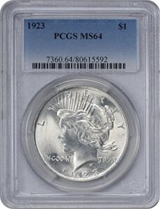 1923-p peace dollar, ms64, pcgs