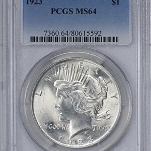 1923-P Peace Dollar, MS64, PCGS