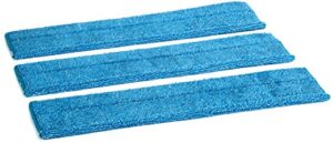 zflow ventures 18" microfiber wet and dry mop pads 3-pack - premium commercial grade washable pads (18", blue)