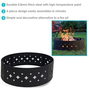 Sunnydaze Diamond 36-Inch Heavy-Duty Steel Fire Ring with Fire Poker