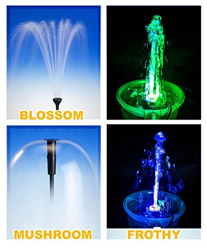 Lewisia Water Pump Kit with Mushroom and Blossom Spray Head, 12 LED Light 6 feet Listed Cord Ideal for Koi Pond Aquarium Fountain Pool Garden Statuary Fish Tank 15W 211GPH