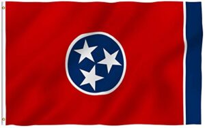 anley fly breeze 3x5 foot tennessee state polyester flag - vivid color and fade proof - canvas header and double stitched - tennessee tn flags with brass grommets 3 x 5 ft