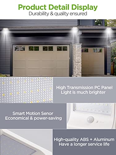 InnoGear Solar Outdoor Lights, 80 LEDs Solar Motion Sensor Lights with 4 Working Modes Solar Wall Lights IP65 Waterproof 450 Lumens Solar Gutter Lights for Front Door, Yard, Garage, Pack of 2