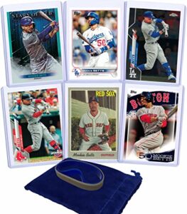 mookie betts (6) assorted baseball cards bundle - boston red sox, los angeles dodgers trading cards