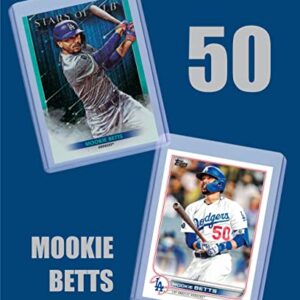 Mookie Betts (6) Assorted Baseball Cards Bundle - Boston Red Sox, Los Angeles Dodgers Trading Cards