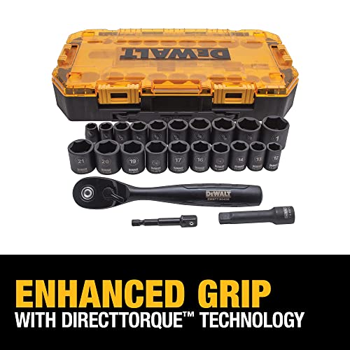 DEWALT Impact Socket Set, 23 Piece Set, 3/8" Drive Metric/SAE (DWMT74738)