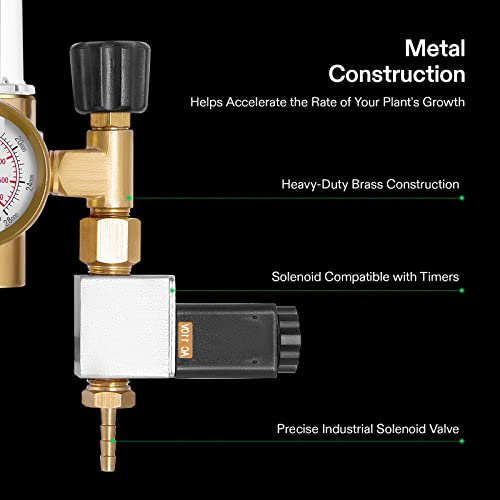 VIVOSUN Hydroponics CO2 Regulator Emitter System with Solenoid Valve Flowmeter for Grow Room Grow Tent Garden House Aquarium