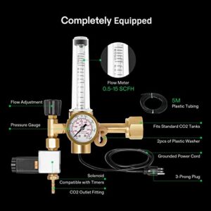 VIVOSUN Hydroponics CO2 Regulator Emitter System with Solenoid Valve Flowmeter for Grow Room Grow Tent Garden House Aquarium