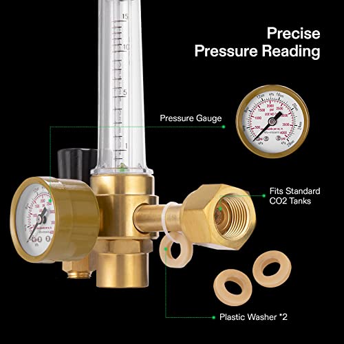 VIVOSUN Hydroponics CO2 Regulator Emitter System with Solenoid Valve Flowmeter for Grow Room Grow Tent Garden House Aquarium