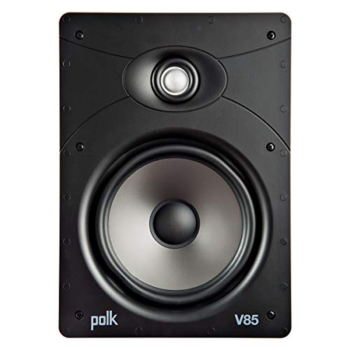Polk Audio V85 Vanishing in Wall Speaker (Single) - Ideal for Large Rooms, Features Composite Polymer Cone Driver, Swivel Mount Silk Dome Tweeter, Easy Installation, Includes Paintable Slim Grille