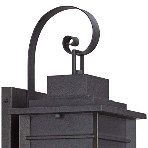 Franklin Iron Works Bransford Traditional Outdoor Wall Light Fixture Dark Black Specked Gray 19" Clear Glass Lantern Scroll Arm for Exterior House Porch Patio Outside Deck Garage Front Door Home