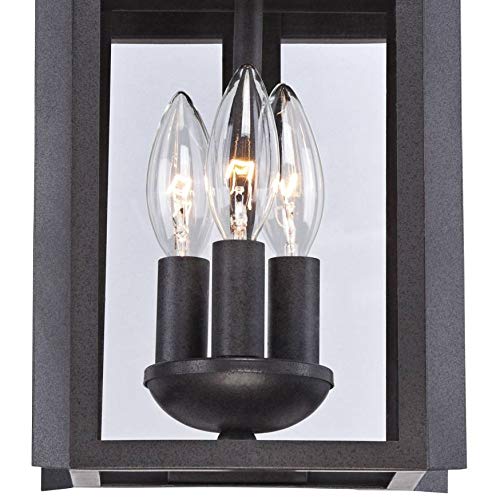 Franklin Iron Works Bransford Traditional Outdoor Wall Light Fixture Dark Black Specked Gray 19" Clear Glass Lantern Scroll Arm for Exterior House Porch Patio Outside Deck Garage Front Door Home