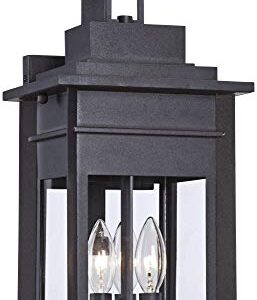Franklin Iron Works Bransford Traditional Outdoor Wall Light Fixture Dark Black Specked Gray 19" Clear Glass Lantern Scroll Arm for Exterior House Porch Patio Outside Deck Garage Front Door Home