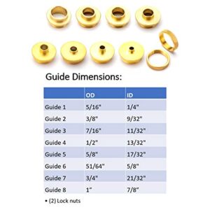 POWERTEC 71051 Router Template Guide Set, Fits Porter Cable Style Router Sub Bases | 10pc Solid Brass Guides w/Molded Carrying Case