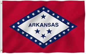 anley fly breeze 3x5 foot arkansas state polyester flag - vivid color and fade proof - canvas header and double stitched - arkansas ar state flags with brass grommets 3 x 5 ft