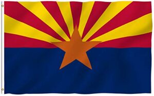anley fly breeze 3x5 foot arizona state polyester flag - vivid color and fade proof - canvas header and double stitched - arizona az state flags with brass grommets 3 x 5 ft