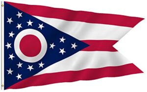 anley fly breeze 3x5 foot ohio state polyester flag - vivid color and fade proof - canvas header and double stitched - ohio oh state flags with brass grommets 3 x 5 ft