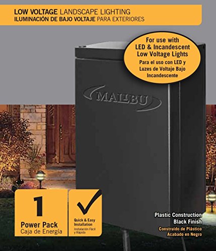 Malibu 45 Watt Power Pack with Sensor and Weather Shield for Low Voltage Landscape Lighting and Spotlight Outdoor Transformer 120V Input 12V Output 8100-9045-01