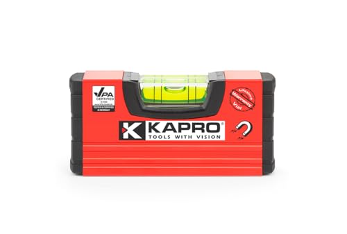 Kapro - 246 Handy Pocket Level - Magnetic - Features VPA Certified & Shock-Resistant Vial - with Rubber End Caps - Pocket-Sized and Compact - Aluminum Box Profile - 4”