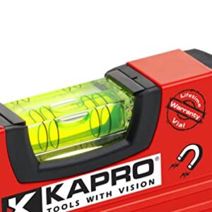 Kapro - 246 Handy Pocket Level - Magnetic - Features VPA Certified & Shock-Resistant Vial - with Rubber End Caps - Pocket-Sized and Compact - Aluminum Box Profile - 4”
