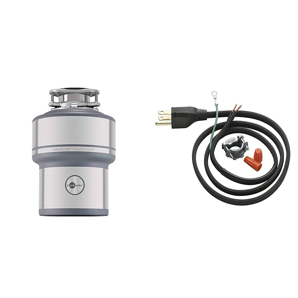 InSinkErator Garbage Disposal, Evolution Excel, 1.0 HP Continuous Feed & Garbage Disposal Power Cord Kit, CRD-00