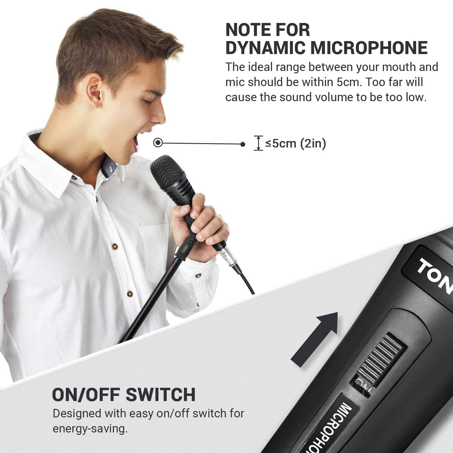 TONOR Dynamic Karaoke Microphone for Singing with 5M XLR Cable, Metal Handheld Mic Compatible with Karaoke Machine/Speaker/Amp/Mixer for Karaoke Singing, Speech, Wedding and Outdoor Activity