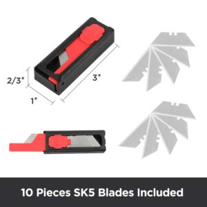 Swiss+Tech Utility Knife Set, 2-pack Quick Change Box Cutter, Speed Release Folding Knife with Belt Clip and Landyard Hole, Extra 10 Pieces SK5 Blades Included