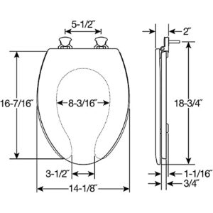 MAYFAIR 18440EC 000 Open Front Toilet Seat will Never Loosen and Easily Remove, ELONGATED, Durable Enameled Wood, White