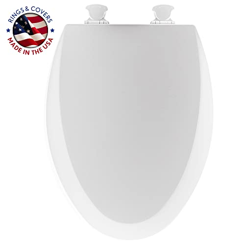 MAYFAIR 18440EC 000 Open Front Toilet Seat will Never Loosen and Easily Remove, ELONGATED, Durable Enameled Wood, White