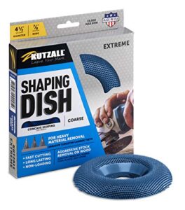 kutzall extreme shaping dish - coarse, 4-1⁄2" (114.3mm) dia. x 7⁄8" (22.2mm) bore - woodworking angle grinder attachment for dewalt, bosch, milwaukee, makita. abrasive tungsten carbide, dw412x90