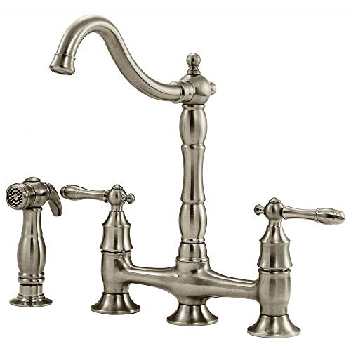 Glacier Bay 852N-05504 Lyndhurst 2-Handle Bridge Side Sprayer Kitchen Faucet in Brushed Nickel by Glacier Bay