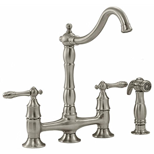 Glacier Bay 852N-05504 Lyndhurst 2-Handle Bridge Side Sprayer Kitchen Faucet in Brushed Nickel by Glacier Bay