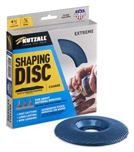 kutzall extreme shaping disc - coarse, 4-1⁄2" (114.3mm) diameter x 7⁄8" (22.2mm) bore - woodworking angle grinder attachment for dewalt, bosch, milwaukee, makita. abrasive tungsten carbide, sd412x90
