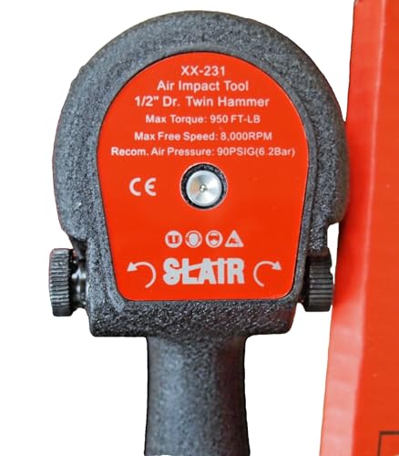 SLAIR 1/2" Twin Hammer Professional Air Impact Wrench Max Torque 950ft/lb