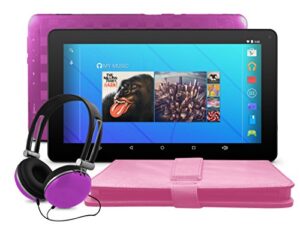 ematic 10-inch android 5.1 (lollipop), quad-core 16gb tablet with keyboard folio case and headphones, purple